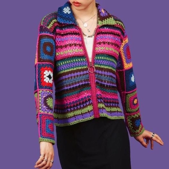 UNIF Tops - UNIF rainbow crochet melody sweater